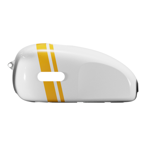 Tank Glossy White Yellow Stripes